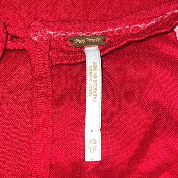 Free People Red Embroidered Romper/Jumpsuit v-neck jumpsuit size XS - Picture 14 of 17